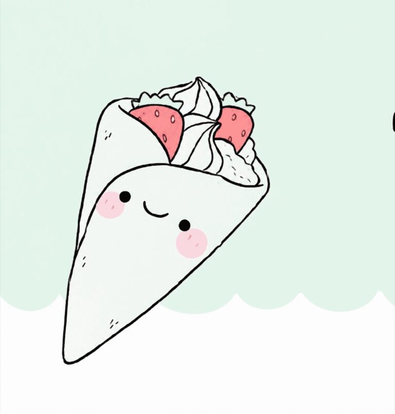 Kawaii Strawberry Cream Crepe Cone 2 - CraftyTalks Tutorial Step