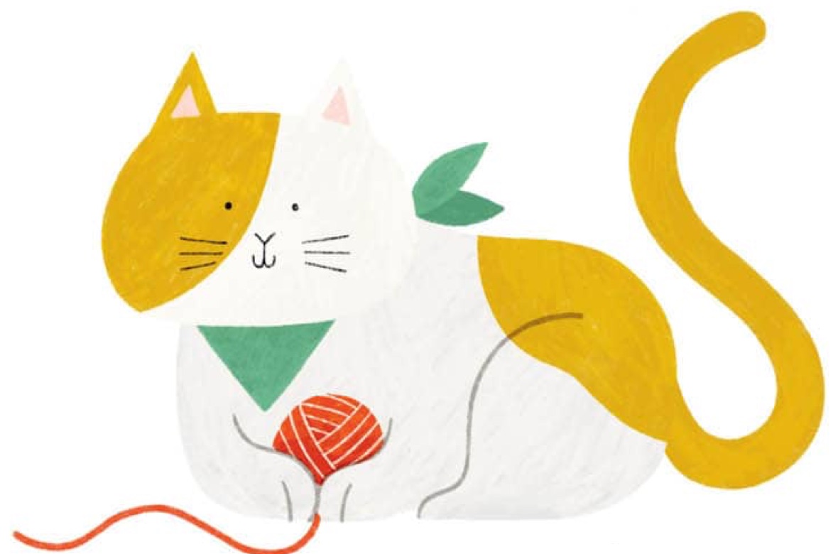 Cute Kawaii Calico Cat with Bandana and Yarn Full Colored Reference HD