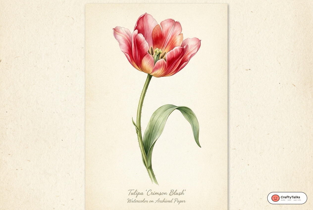How to draw a realistic tulip colored illustration