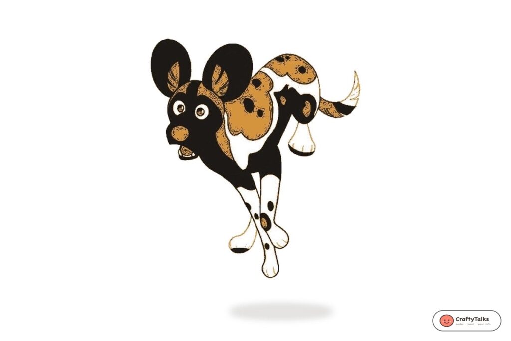 Fast Cartoon African Wild Dog in 6 Easy Steps