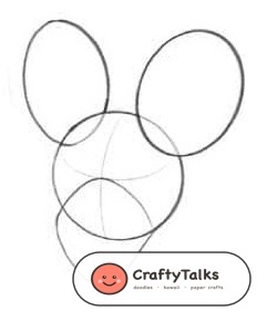 Step 1: Sketching head circle, jaw cup, and large rounded oval bat-like ears
