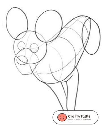Step 3: Blocking in snout muzzle circle, shoulder socket, and running front leg gestures