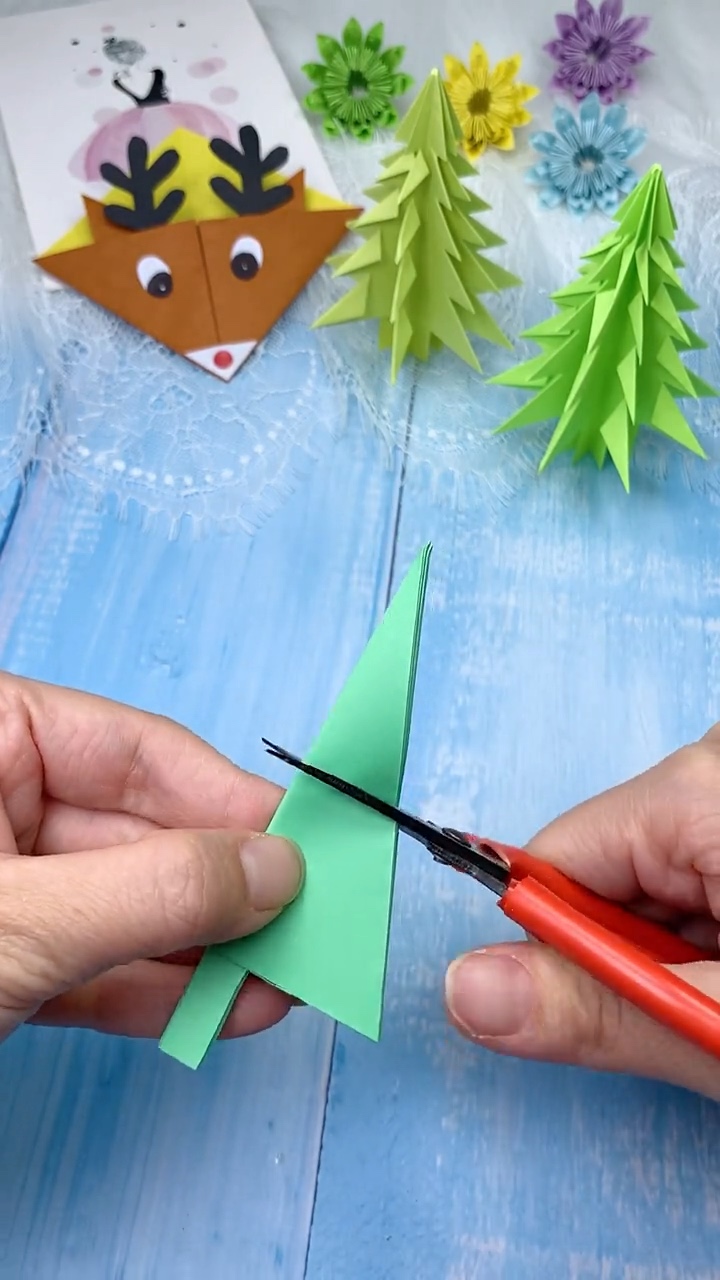 Step 4 Snipping the Bottom Triangle Points Straight Across with Craft Scissors