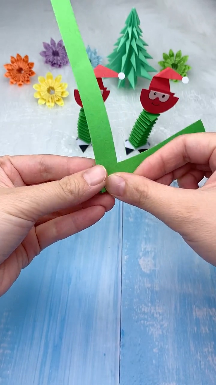 Step 1: Glue Green Paper Strips at 90-Degree Corner