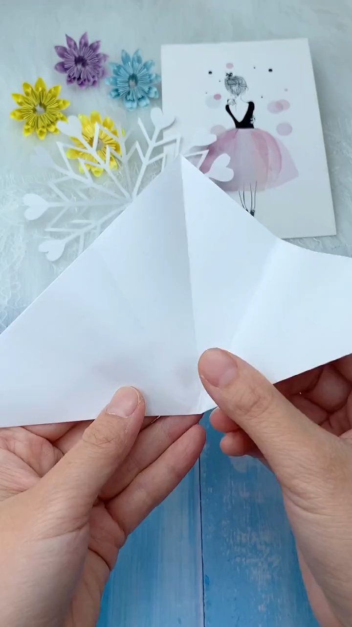 Step 2 Folding Triangle into Sixths Symmetrical Arrowhead Wedge
