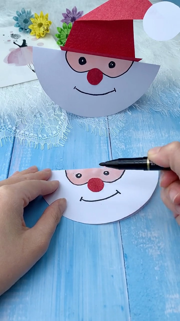 Step 5: Glue Red Button Nose and Draw Cheerful Smile