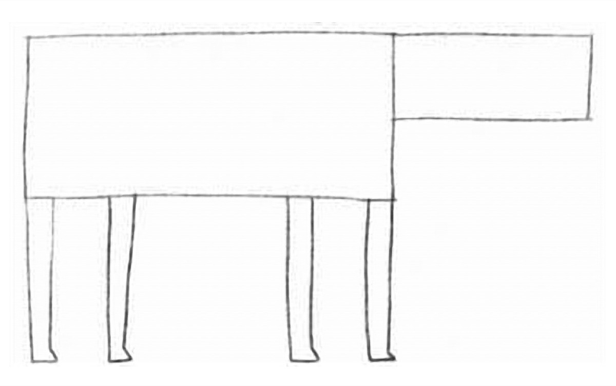How to Draw a Dog Step 2 Head and Legs Blocks