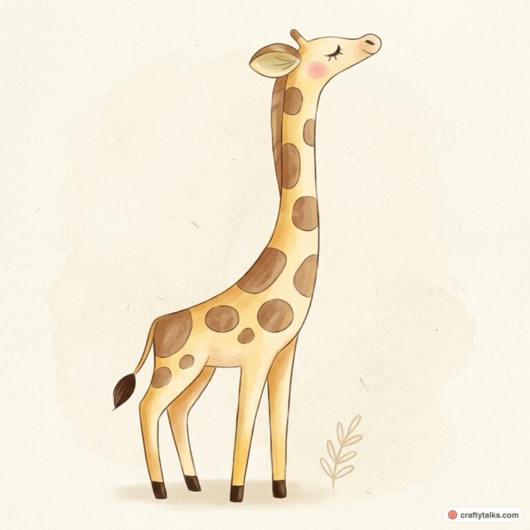 Finished Cartoon Giraffe Character Illustration
