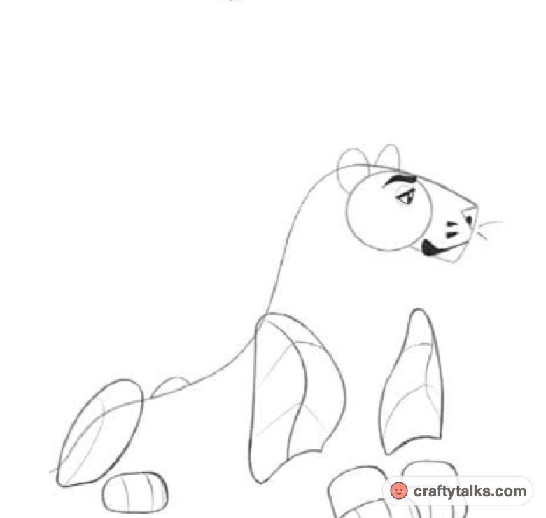 How to draw a cartoon lion step 4 facial features and paw toes