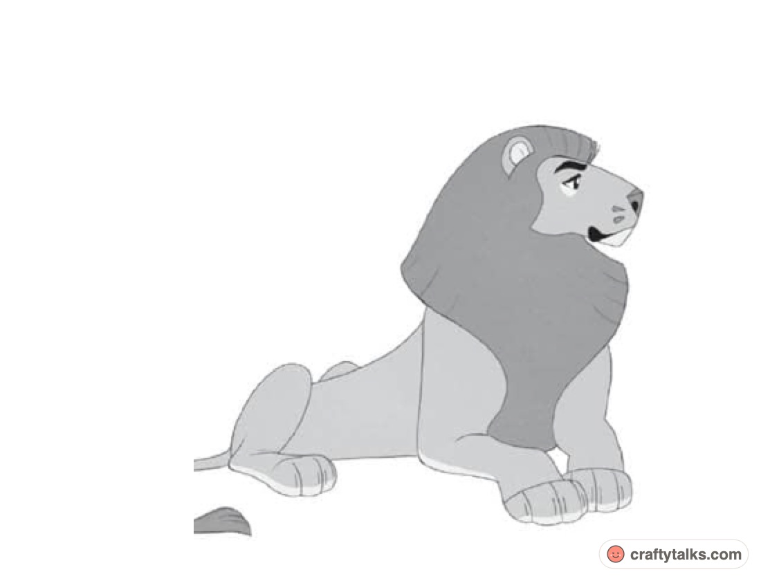 How to draw a cartoon lion step 6 finished shaded line art