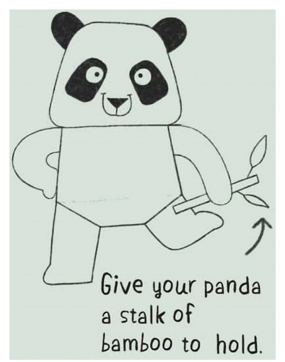 How to Draw a Panda Step 6 Face Details and Bamboo Stalk
