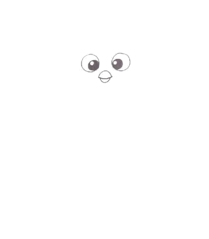 How to Draw a Cute Baby Penguin Step 1: Eyes and Beak