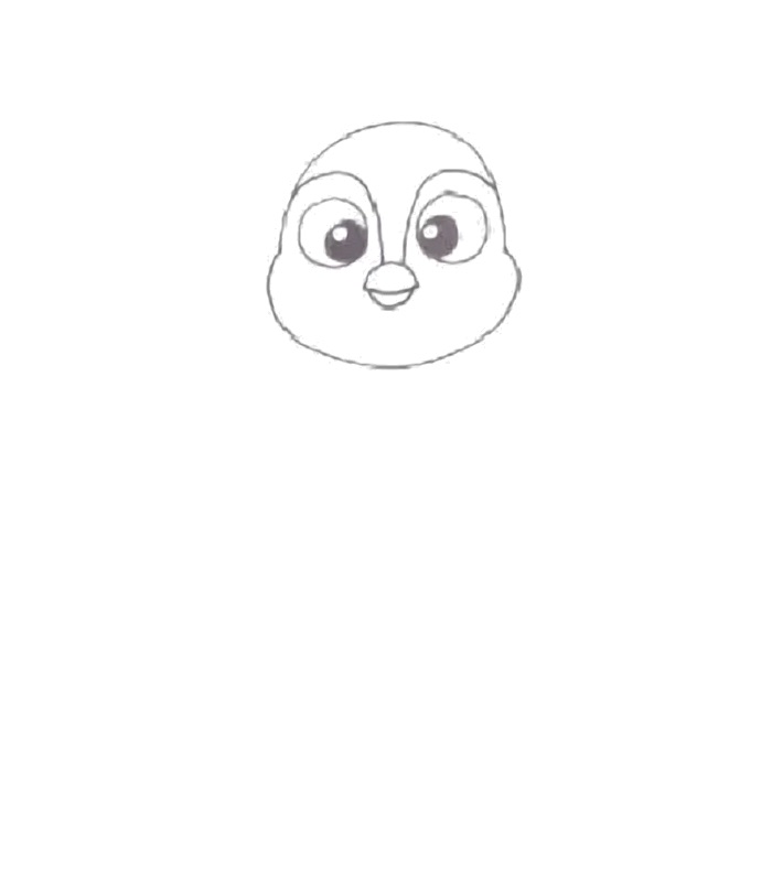 How to Draw a Cute Baby Penguin Step 3: Facial Mask Arc