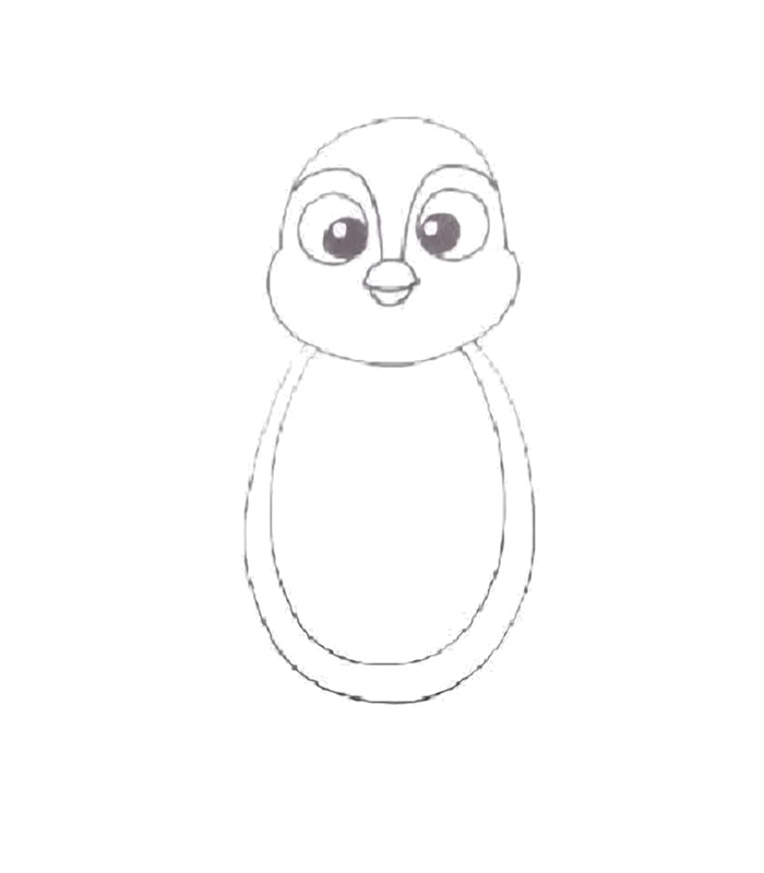 How to Draw a Cute Baby Penguin Step 4: Plump Body and Inner Belly