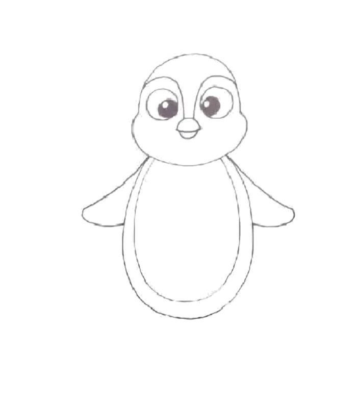 How to Draw a Cute Baby Penguin Step 5: Flipper Wings