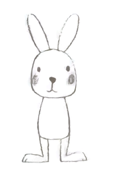 How to Draw a Cute Bunny Step 5: Stomp the ground feet