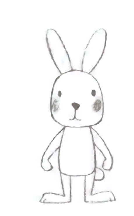 How to Draw a Cute Bunny Step 7: Fluffy bunny tail complete Rabi