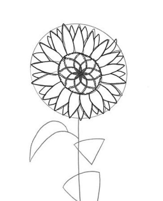 Step 4: Stippled florets and layered back petals