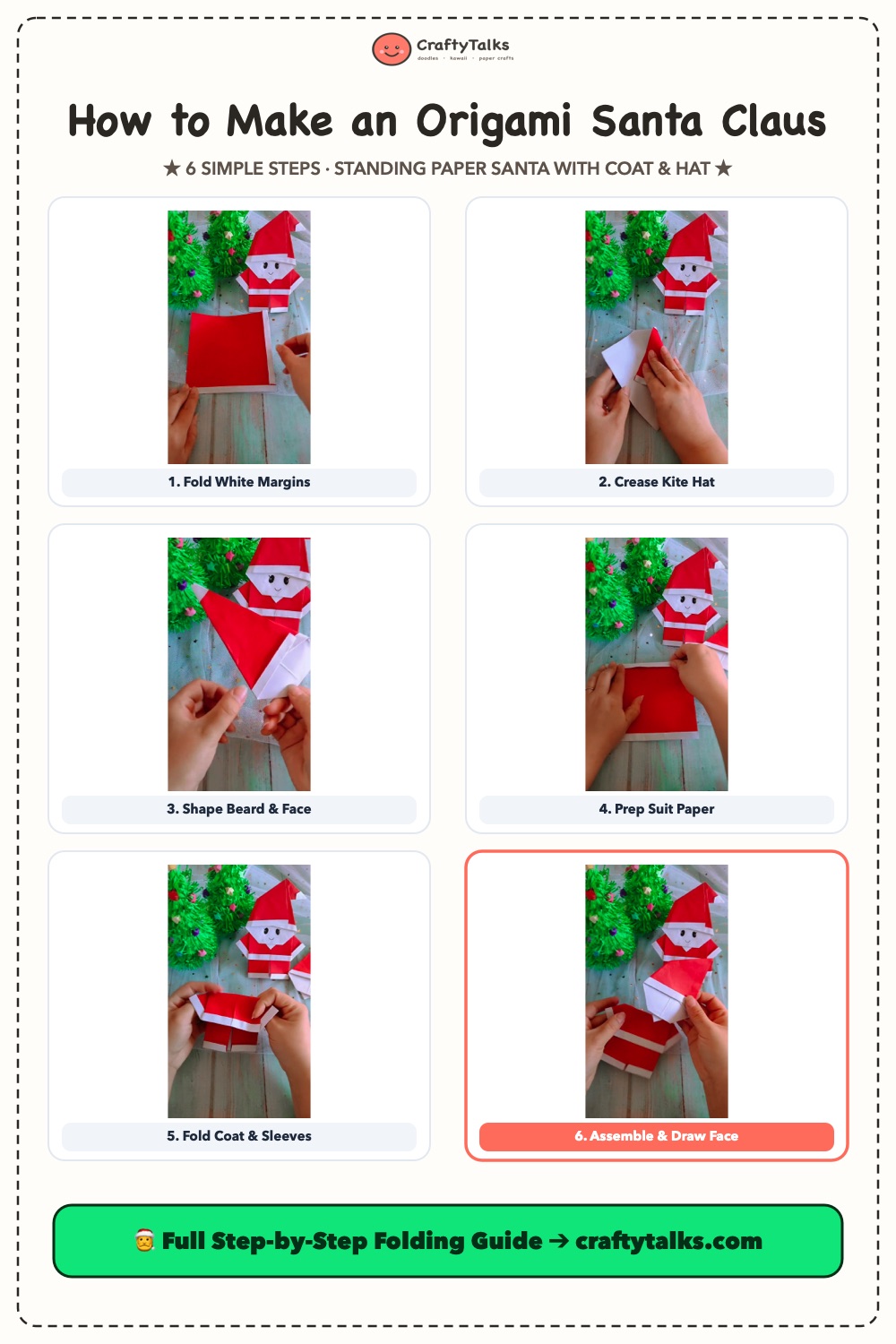 How to Make an Origami Santa Claus 6 Easy Steps Pin Grid