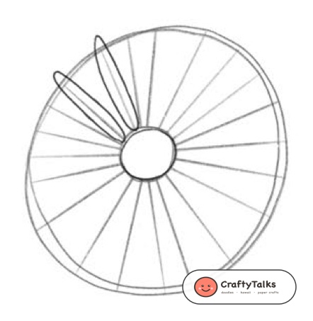 Step 3: Anchor the First Slender Ray Petals - how to draw a realistic daisy