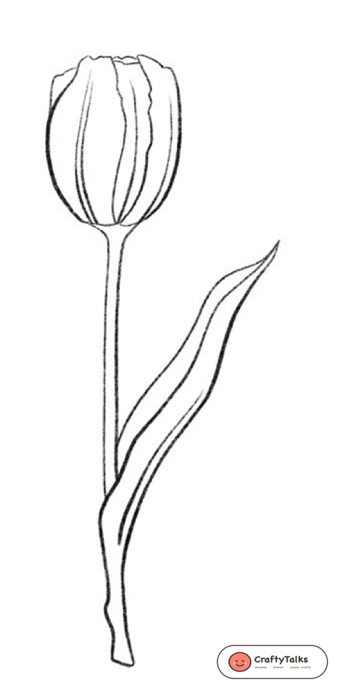 Step 5: Line Art Cleanup & Ink Refinement - how to draw a realistic tulip