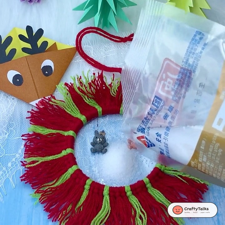 Step 5: Spooning Faux Snow Crystals into Holiday Shaker Center