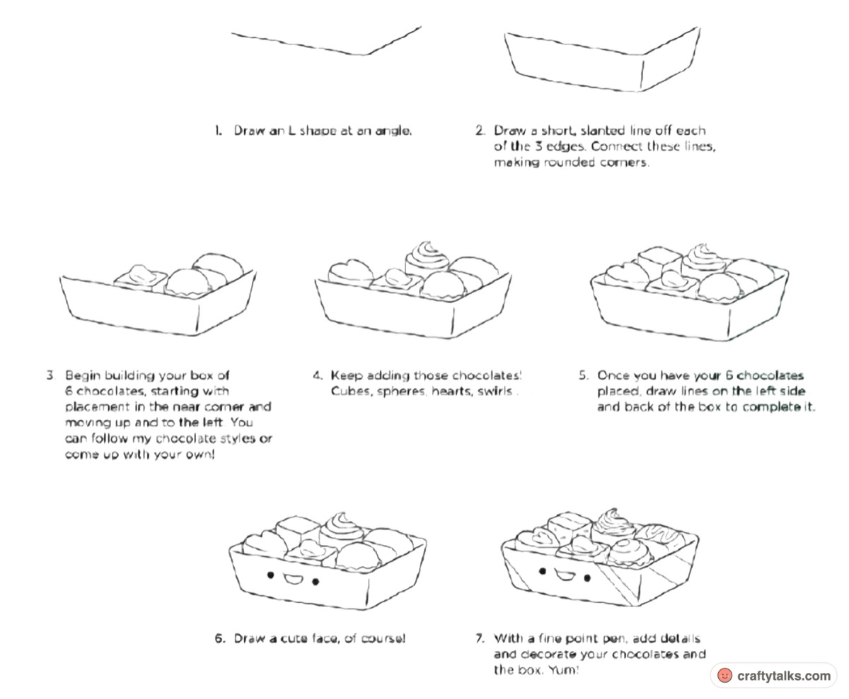 How to Draw a Cute Box of Chocolates Doodle in 7 Steps