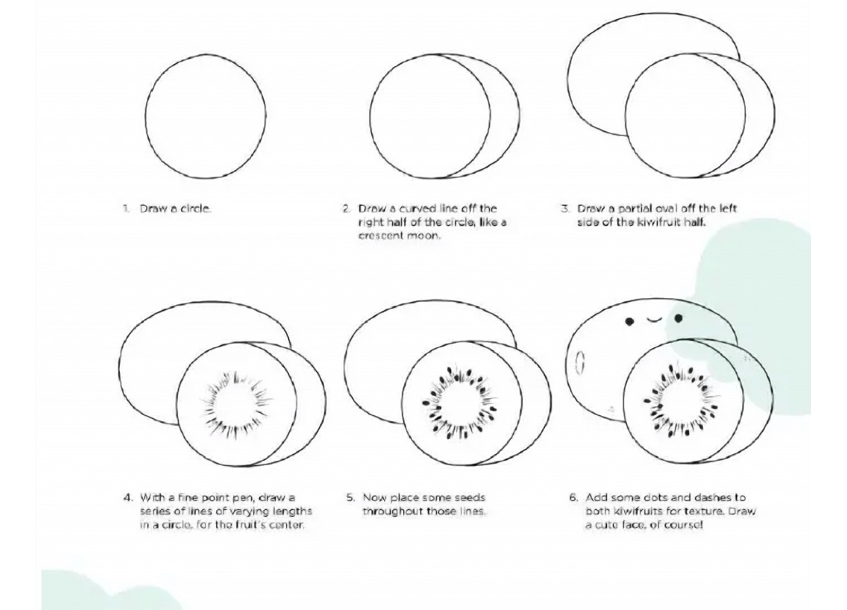 How to Draw a Cute Kiwifruit Doodle in 6 Easy Steps
