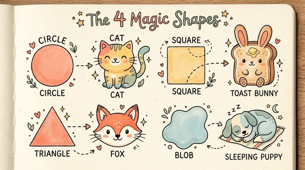 The 4 Magic Shapes: How to Draw Anything by Starting with Circles, Squares, Triangles & Blobs